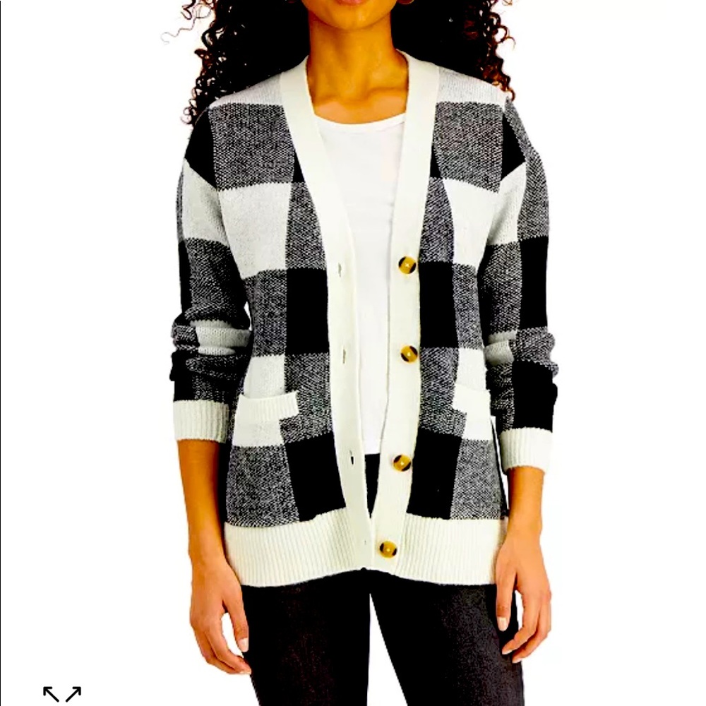 Style & Co Checked Button Cardigan New with tags